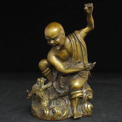 铜佛像雕塑——十八罗汉之降龙罗汉