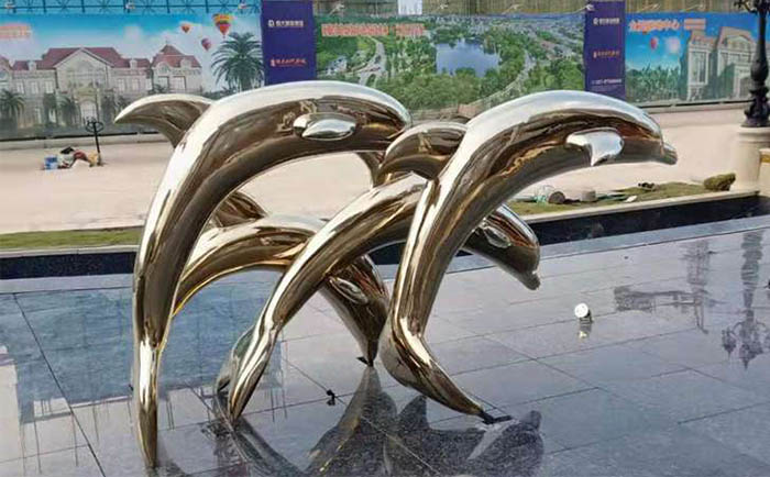 不锈钢海豚雕塑