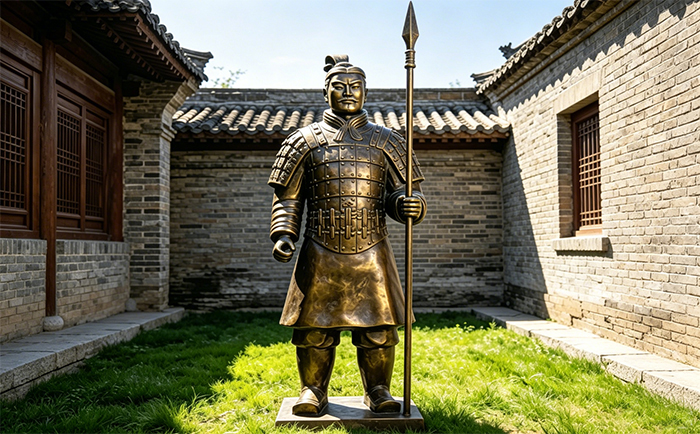 仿古兵马俑铜雕塑定制曲阳厂家直供