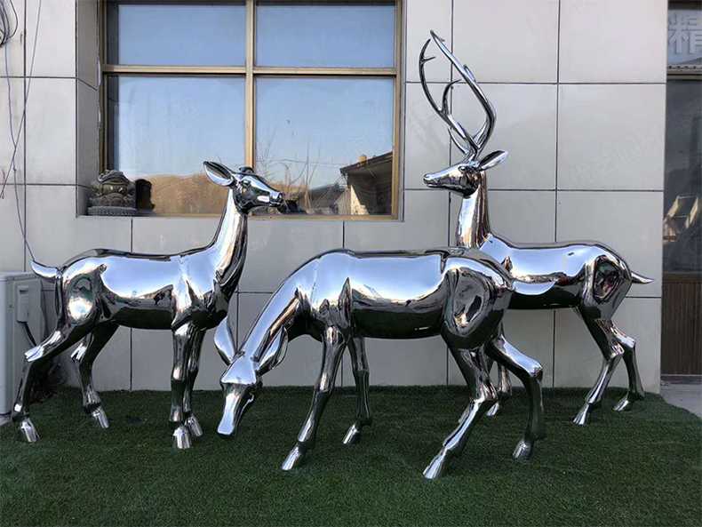 不锈钢雕塑制作,不锈钢鹿雕塑