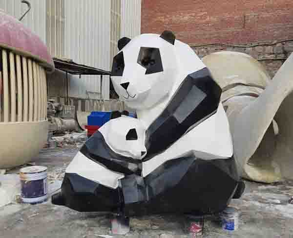 定做玻璃钢雕塑厂家机械熊猫雕塑