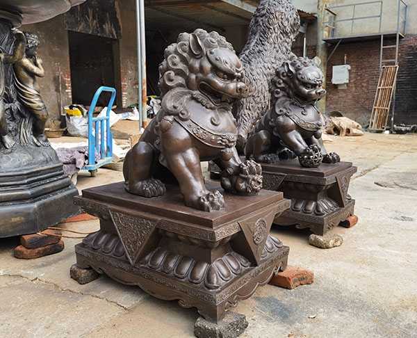 工厂现货中式传统铸铜雕塑狮子摆件