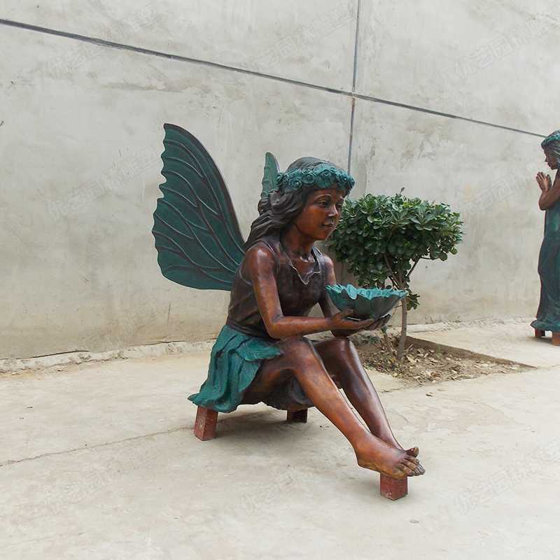 铜小孩雕塑,铜天使雕塑,女孩天使雕塑