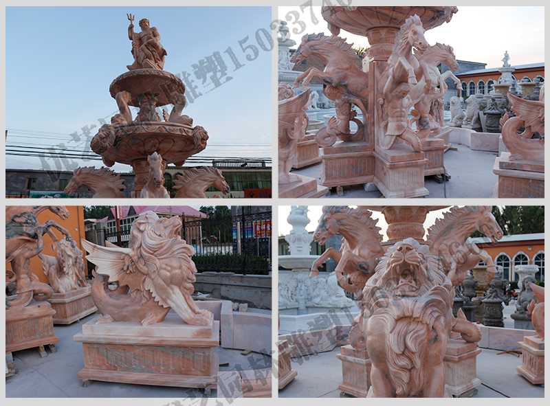 大理石景观喷泉，石雕喷泉厂家，欧式人物动物喷泉
