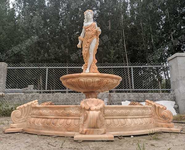 西方美女拼色石雕人物喷泉
