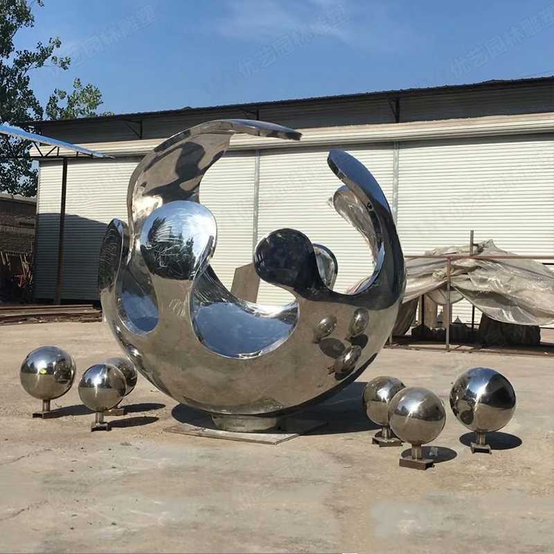 不锈钢雕塑厂家,不锈钢镂空球