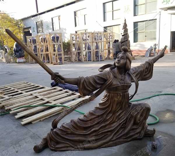 盛唐舞剑第一人——公孙大娘，铜人物雕塑
