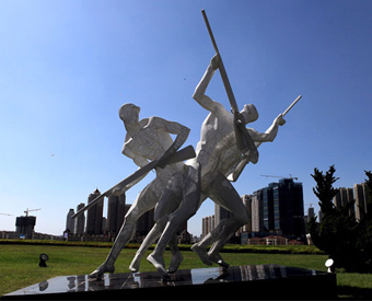 大型不锈钢广场运动人物雕塑