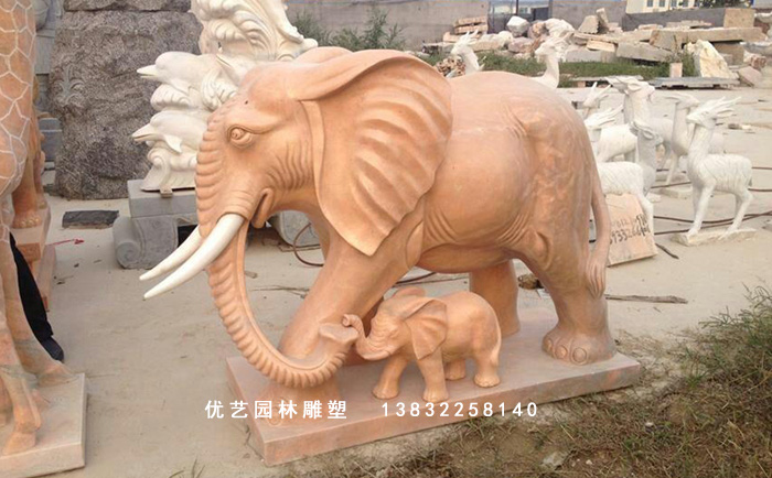 石雕大象母子象