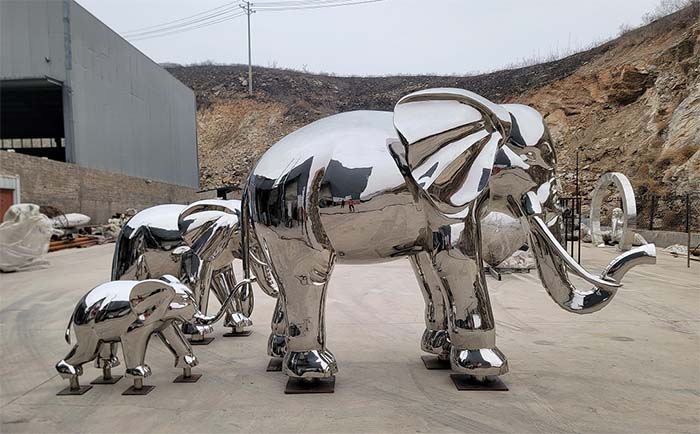 大型不锈钢大象雕塑