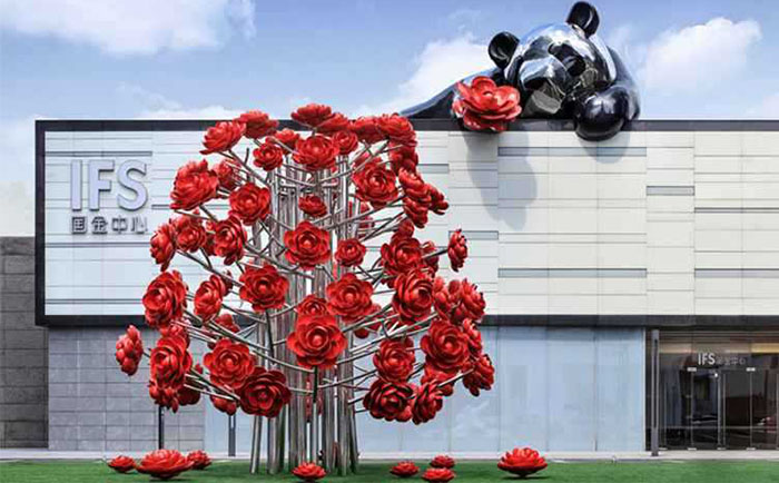 现代不锈钢花朵景观雕塑